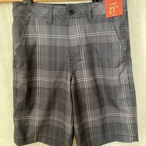 Mossimo Men’s Swim Shorts, NWT, size 28, 21” outseam at knee, grey plaid